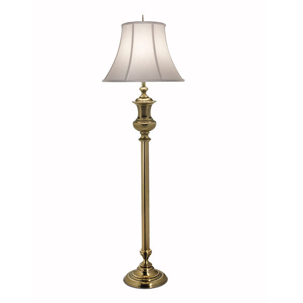 Stiffel Burnished Brass One-Light Floor Lamp with Pearl Supreme