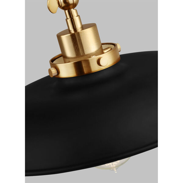 Wellfleet Midnight Black and Burnished Brass One-Light Double Arm Wide Task Sconce, image 5