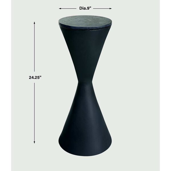 Times Up Matte Black Hourglass Shaped Drink Table, image 3