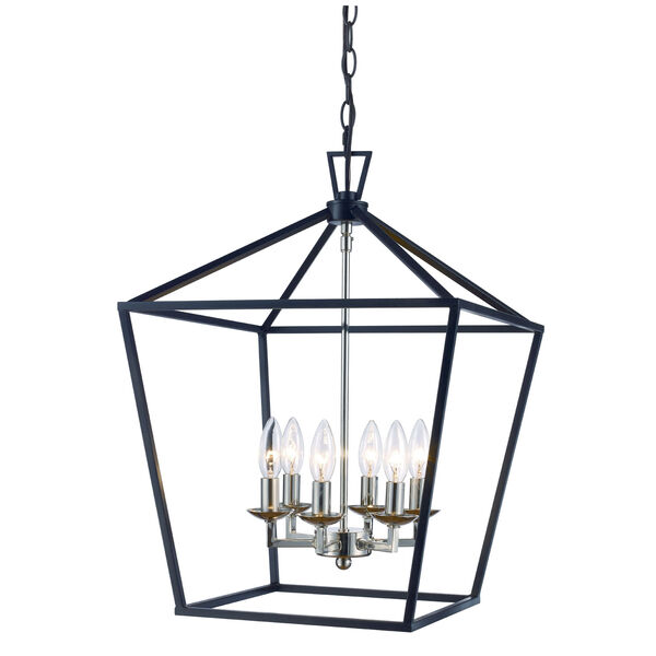 Lacey Polished Chrome and Black 16-Inch Six-Light Pendant, image 1
