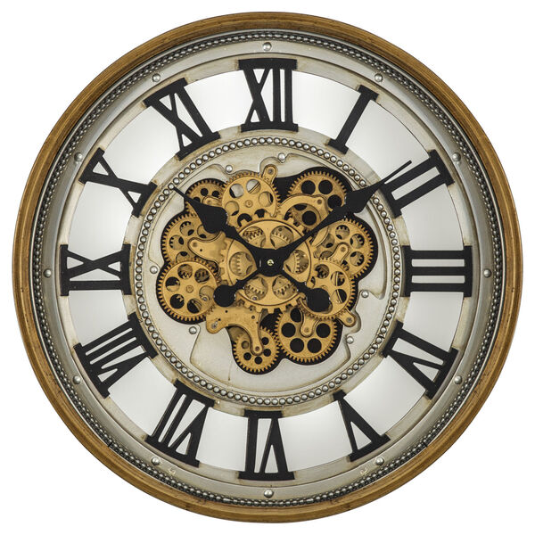 Gold Silver and Black 24-Inch Gold Gear Clock, image 1