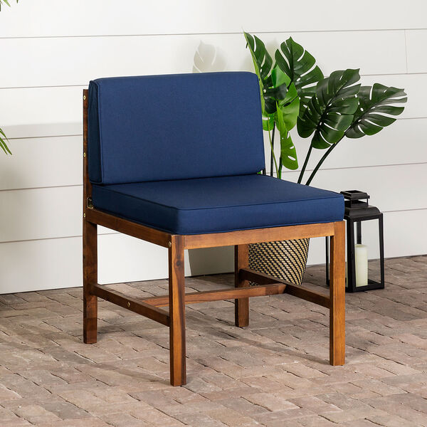 Sanibel Dark Brown and Navy Blue Patio Side Chair, image 6
