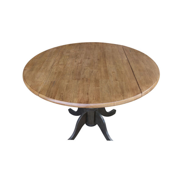 Hickory and Washed Coal 42-Inch Round Dual Drop Leaf Pedestal Table, image 5