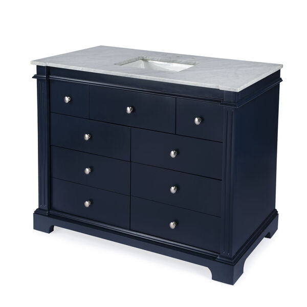 Harley Navy Blue and White Bathroom Vanity Set with Marble Top, image 1