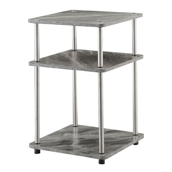 Design2Go Faux Gray Marble and Chrome Three-Tier End Table, image 1