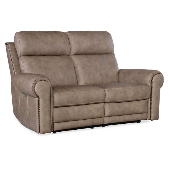 Light Brown Duncan Power Loveseat with Power Headrest and Lumbar, image 1