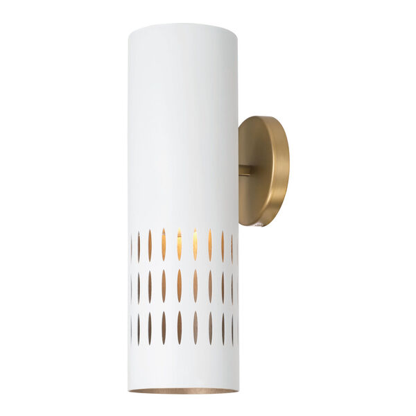 Dash Aged Brass and White One-Light Sconce, image 1