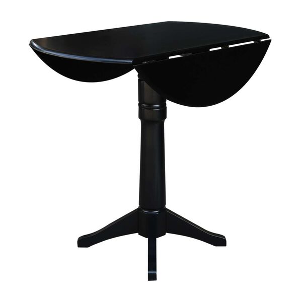 Black 42-Inch Round Dual Drop Leaf Pedestal Dining Table, image 4