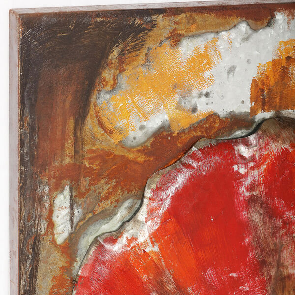 Red Poppy Detail Mixed Media Iron Hand Painted Dimensional Wall Art, image 6