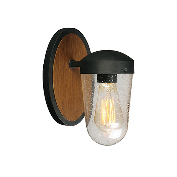 Lido Antique Pecan and Black One-Light Outdoor Wall Mount Sconce, image 1