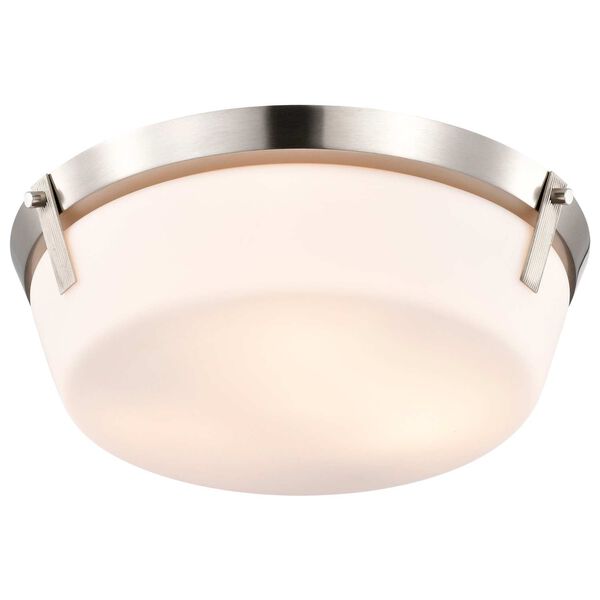 Rowen Brushed Nickel Three-Light Flush Mount with Etched White Glass, image 6
