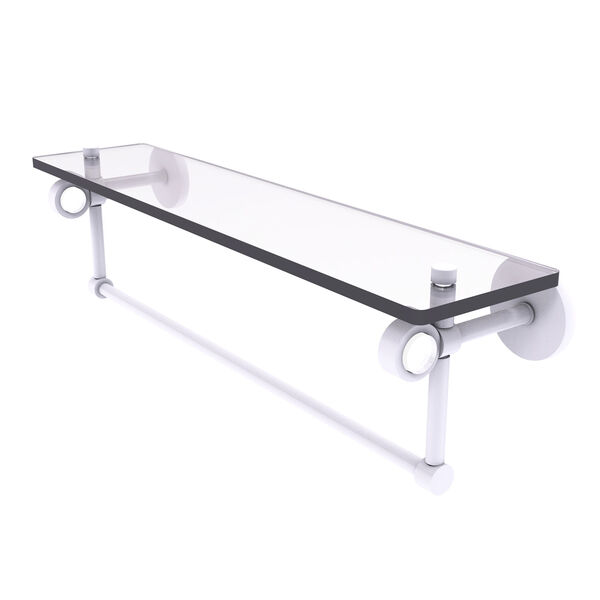 Clearview Matte White 22-Inch Glass Shelf with Towel Bar, image 1