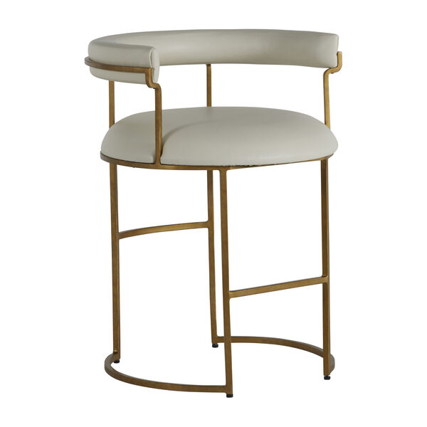 Mack Stained Gold and White Counter Stool with Circular Back, image 1