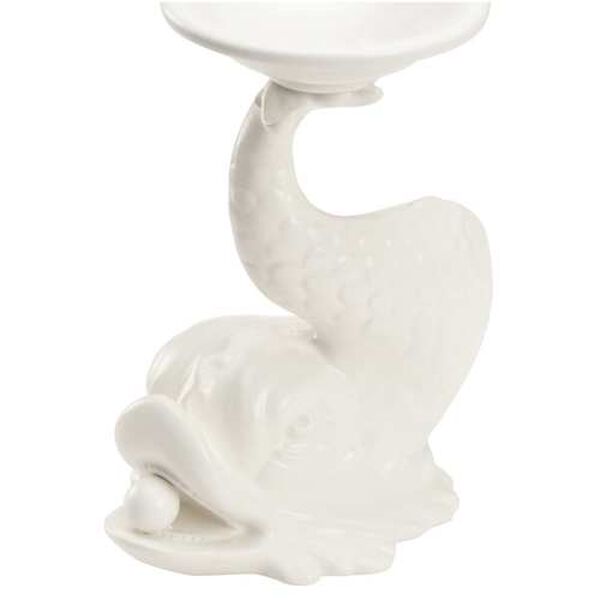 Newport Mansions White Glaze Italian Renaissance Dolphin Candleholder, image 10