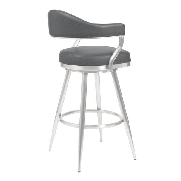 Amador Gray Brushed Stainless Steel Counter Stool, image 2