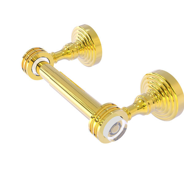 Pacific Grove Polished Brass Two-Inch Two Post Toilet Paper Holder with Dotted Accents, image 1