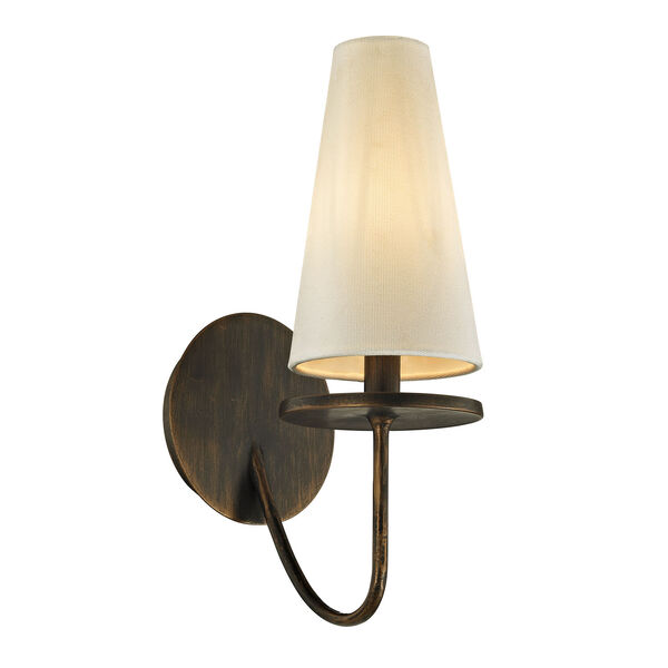 Marcel Pompeii Bronze One-Light Wall Sconce with Off-White Hardback Cotton, image 1
