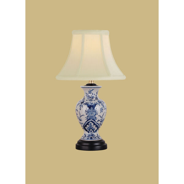 Porcelain Ware One-Light Small Blue and White Lamp, image 1