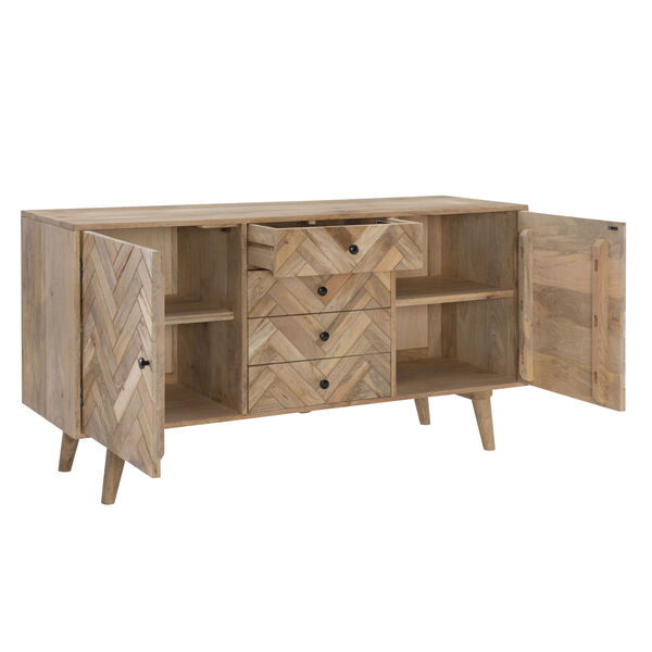 Megan Natural Console with Four Drawers and Two Doors, image 3