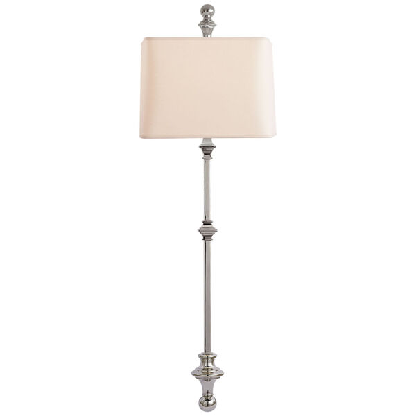 Cawdor Stanchion Wall Light in Polished Nickel with Natural Paper Shade by Chapman and Myers, image 1