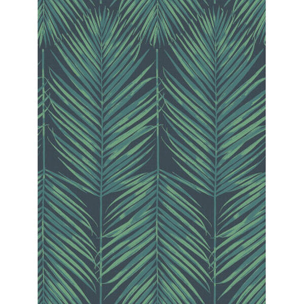 Beach House Tropic Green and Midnight Paradise Palm Unpasted Wallpaper, image 1