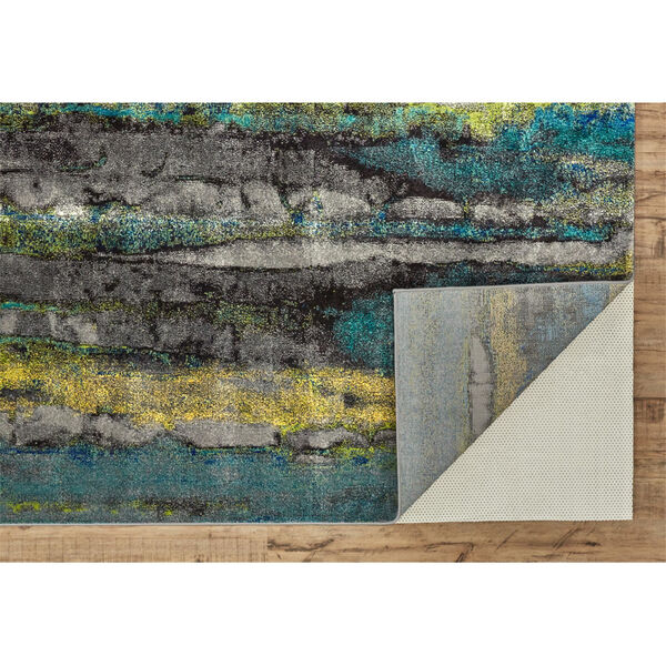 Brixton Contemporary Oil Slick Teal Teal Area Rug, image 4