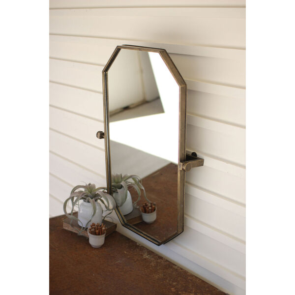 Antique Brass Rectangle Wall Mirror with Adjustable Bracket, image 1