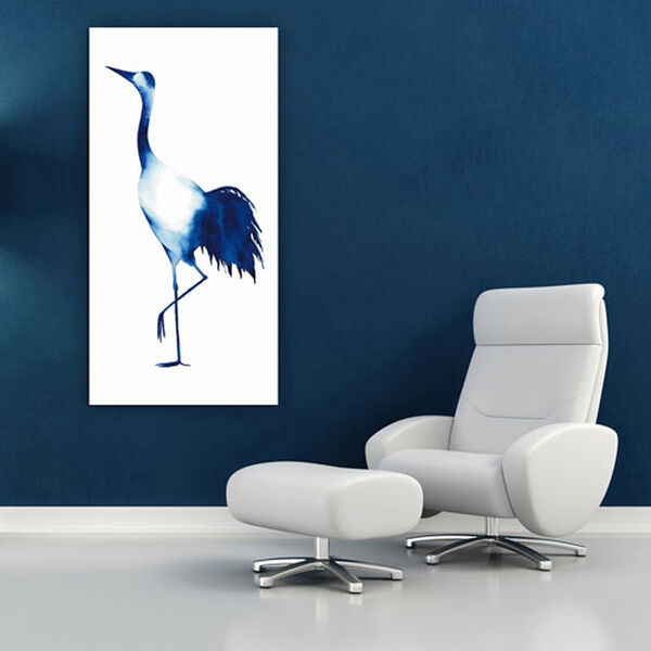 Ink Drop Crane 2 Frameless Free Floating Tempered Glass Panel Graphic Wall Art, image 1