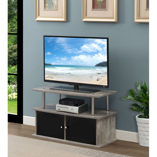 Designs2Go Faux Birch TV Stand with Two-Storage Cabinets and Shelf, image 2
