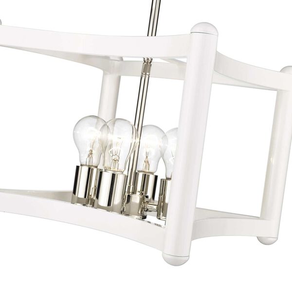 Coyle White with Polished Nickel Cluster Four-Light Convertible Pendant, image 3