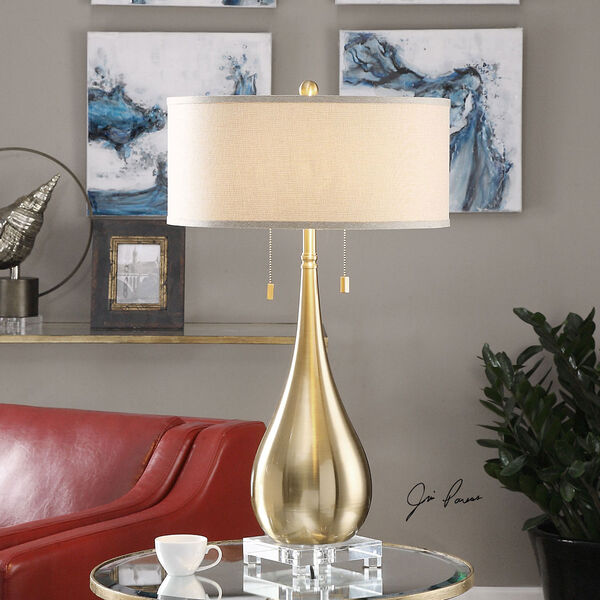 Lagrima Brushed Brass Two-Light Table Lamp, image 2