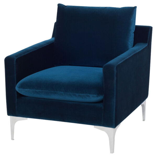 Anders Midnight Blue and Silver Occasional Chair, image 1
