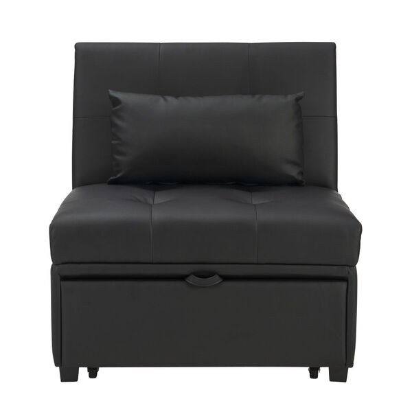 Boone Black Faux Leather Sofa Bed, image 1