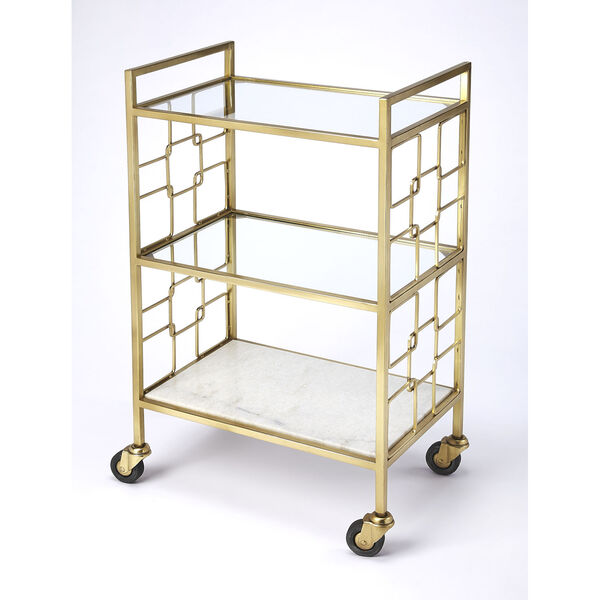 Arcadia Polished Gold Bar Cart, image 1