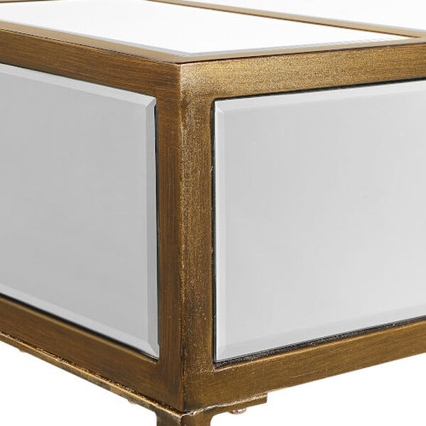 Reflect Brushed Gold Mirrored Console Table, image 6