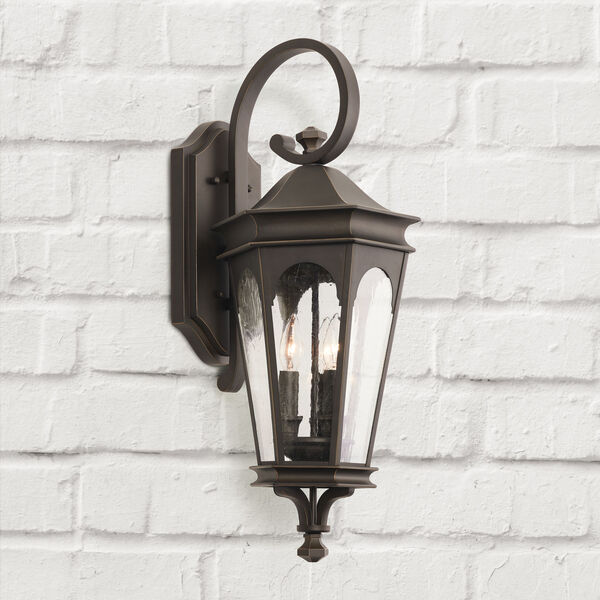 Inman Park Oiled Bronze Three-Light Outdoor Wall Mount with Antiqued Glass, image 2