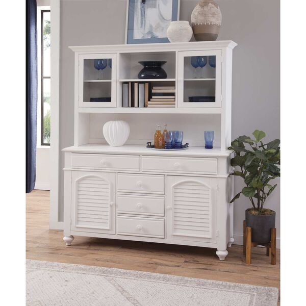 Eggshell White Cottage Traditions Server and Hutch, image 1