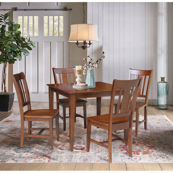 Espresso 36-Inch Dining Table with Four Splatback Chair, Five-Piece, image 1