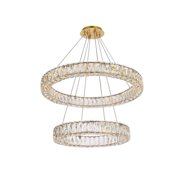 Monroe Gold 28-Inch Integrated LED Double Ring Chandelier, image 1