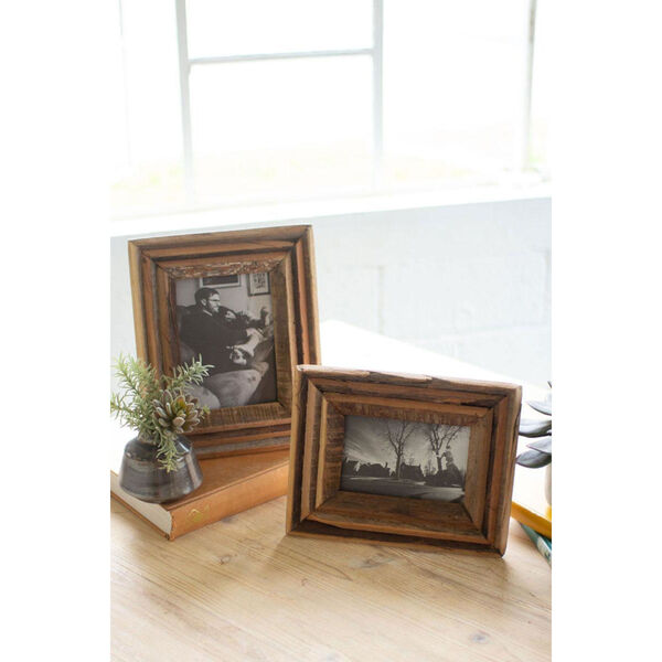 Beige Recycled Wood Photo Frame, Set of Two, image 1