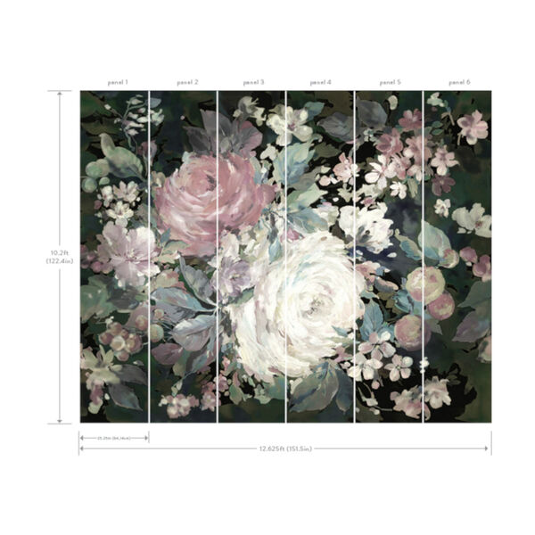 Mural Resource Library Pink and Black Impressionist Floral Wallpaper, image 1