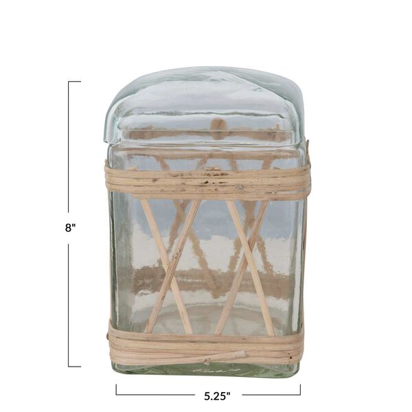 Multicolor Rattan Wrapped Glass Jar with Lid, image 3