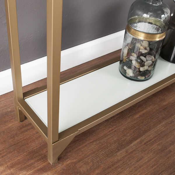Bergen Gold with White Glass Console Table, image 2
