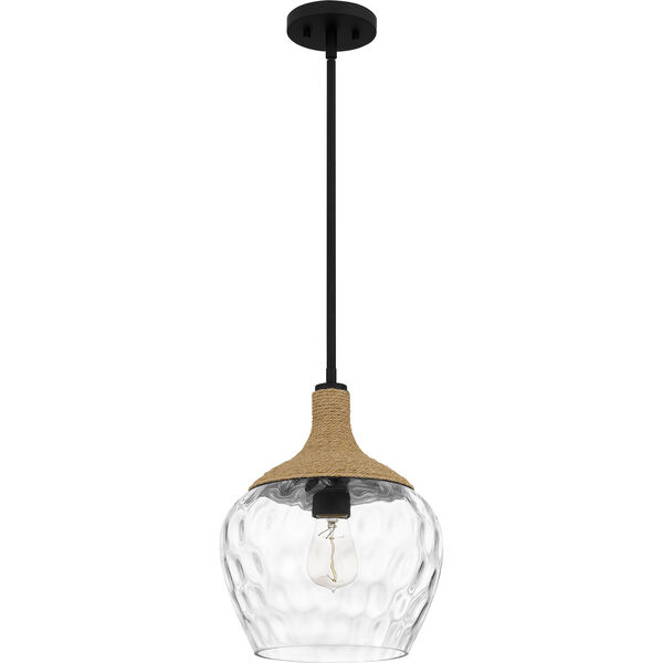 Royer Matte Black and Natural One-Light Pendant with Clear Glass, image 4
