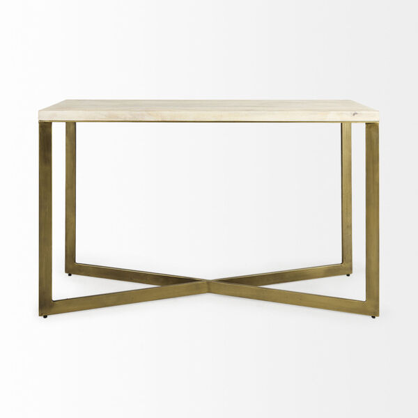 Faye Light Brown and Gold X-Shaped Console Table, image 2