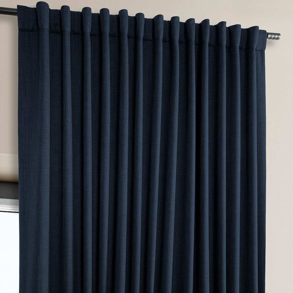 Nightfall Blue Faux Linen Extra Wide Room Darkening Single Panel Curtain, image 5