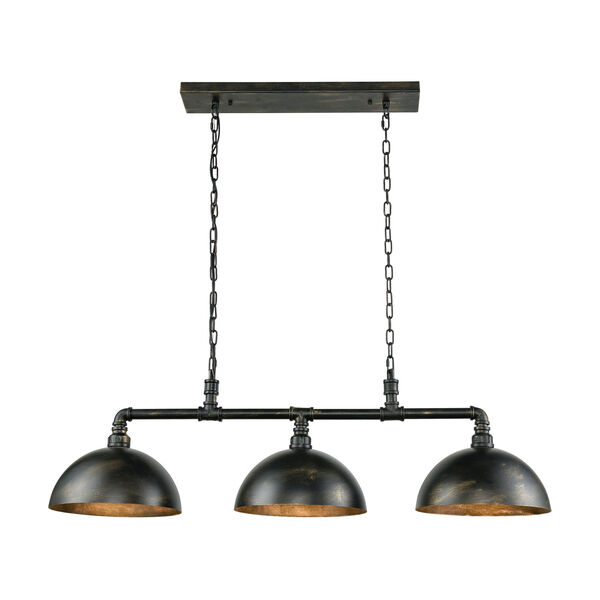 Mulvaney Black and Brushed Gold Accents Three-Light Island Pendant, image 1