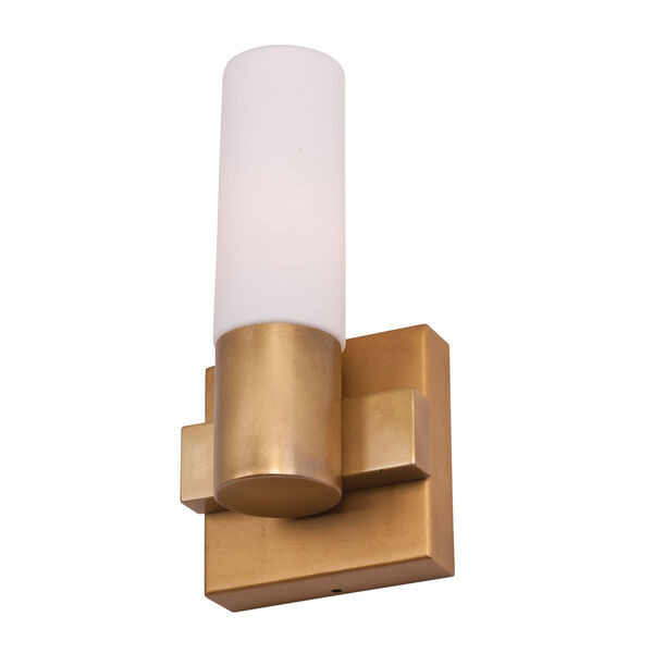 Contessa Natural Aged Brass One Light Wall Sconce with Satin White Glass Shade, image 2