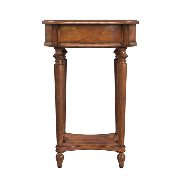 Jules Antique Cherry Round Accent Table with Drawer, image 5
