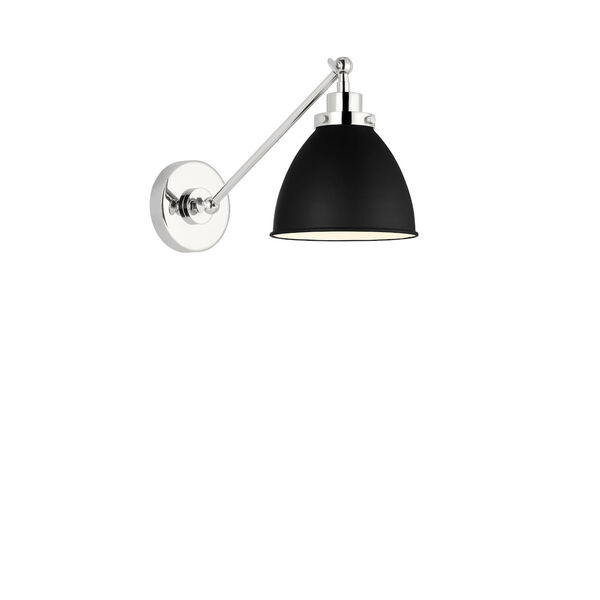 Wellfleet Midnight Black and Polished Nickel One-Light Single Arm Dome Task Sconce, image 6